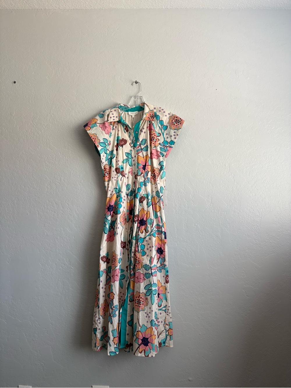 ❤️ New entro Floral Button-Front Dress in Cream, Teal, Pink, Orange